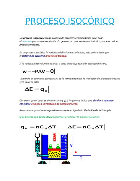 proceso isocorico - proceso definicion